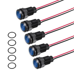 PATIKIL 5�� 12mm( 15/32) �C���W�P�[�^ ���C�g 12V-24V AC/DC LED �v���X�`�b�N �P�[�X �M�� �����v �h�� IP67 �ی^ �w�b�h �M�� �� 150mm(5.9) �P�[�u�� �t�� �{�[�g �� �p �u���[