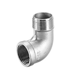 uxcell ステンレス鋼製パイプ継手 316ステンレス鋼製 シルバートーン 90度エルボ 3/4 BSPT メス X 3/4 BSPTオス スレッド