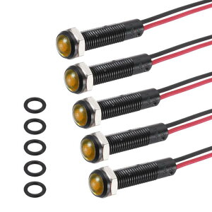 "PATIKIL 5�Z�b�g 6mm (1/4"") �C���W�P�[�^�[ ���C�g 12V-24V AC/DC LED �v���X�`�b�N �V�F�� �M���� �h�� IP67 �ی^ �w�b�h �M���� 150mm (5.9"") �P�[�u���t�� �{�[�g �ԗ��p ���F"