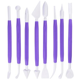 uxcell 粘土彫刻ツール 両端モデリングセット プラスチック シェーピング用 パープル 8個