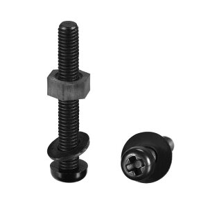 uxcell �i�C�����X�N�����[ �i�b�g���b�V���[ �A�\�[�g�L�b�g �ۓ����l�W ���˂� �{���g ������ �i�C������ �u���b�N M5x35mm 20�Z�b�g����