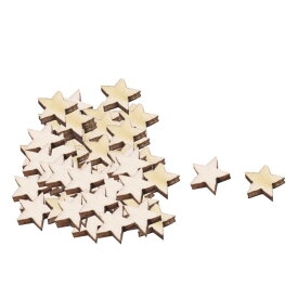 uxcell 人気木材チップ DIY用木材 自然木材 星型 スター型 家具 ベージュ 10 x 10mm 100個入り