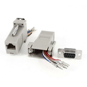 uxcell DB9��RJ45�A�_�v�^ ���W�����[�A�_�v�^�R�l�N�^ 2���� �O���[ �v���X�`�b�N ���^�� 9�s�� 5.6x3.3x1.6 cm