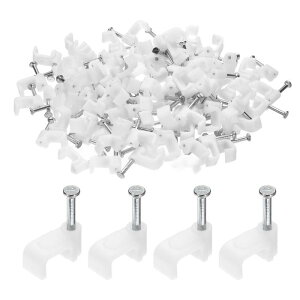 uxcell 100�� �P�[�u���N���b�v 7mm �n�[�t�N�����v J�t�b�N�t�� �Ǘp�P�[�u�����C���[�N���b�v �l�p�B�P�� R G6 R G59 CAT6 RJ45 �C�[�T�l�b�g �^�b�N�X ���� PEX�`���[�u �p�C�v�T�|�[�g �z���C�g