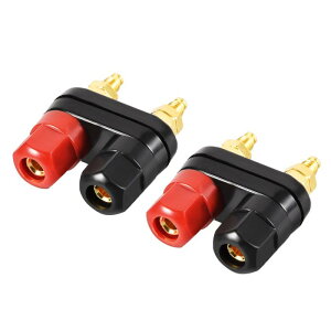 uxcell 2 Pcs Dual Binding Post Terminal, M5 Thread Power Amplifier Speaker Connector, Banana Plug Jack Socket Red Black