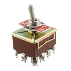 uxcell �g�O���X�C�b�` 4PDT 4P2 �I��/�I�t/�I���I�� AC 15A/250V 10A/380V ���� ���� �}�E���g���a 12mm �{�̃T�C�Y 36 x 31 x 21mm