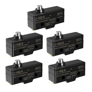 uxcell �}�C�N���X�C�b�` Z-15GD-B 1NO + 1NC �V���[�g ���[�h �X�i�b �v�{�^�� ���o�[ �^�C�v �}�C�N���X�C�b�` 5����