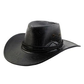 uxcell カウボーイハット 日よけ帽 アウトドア ブラック ウエスタンハット コードロック チンストラップ 1個入り
