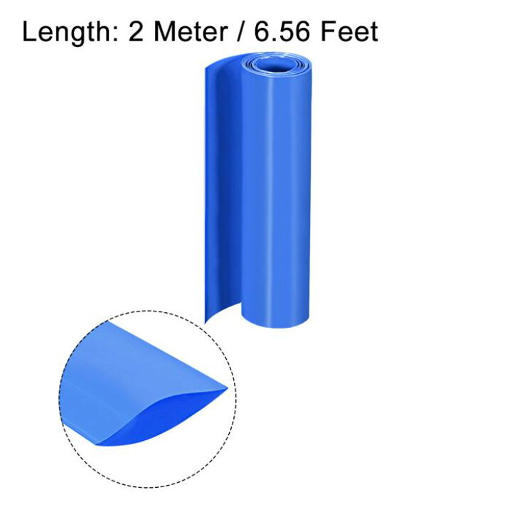 uxcell 熱伸縮チューブ ケーブルスリーブ フラット幅4.69mm 直径2.5mm 長さ7m 伸縮率2:1 ブルー