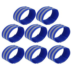 uxcell 反射バンド アーム用 高い視認性 ナイトサイクリングライディング リフレクターテープストラップブレスレット 8個 ブルー