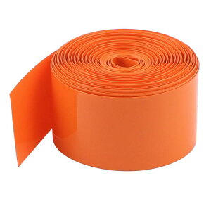 uxcell �o�b�e���[���b�v PVC�M���k�`���[�u �t���b�g��29.5mm 18650�d�� ����5m �I�����W ���b�h