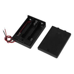 uxcell �o�b�e���[�z���_�[ �v���X�`�b�N�� �u���b�N 4.5V�d������ 3 x AA �o�b�e���[�z���_�P�[�X On-Off �X�C�b�` 160mm���b�h