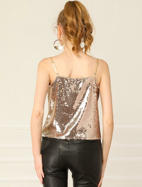 Laurel シンピン引舟付き キャミソール-camisole スパンコール 勘定3.7 