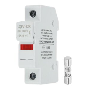 uxcell DIN���[���p�q���[�Y�z���_�[ 1�R�A�u���b�N�t�� 10x38mm 4-18AW G �P�Ƀ\�[���[/�����p�q���[�Y�z���_�[ DC1000V 6A �\�����t�� ����PV�V�X�e���p �o�b�e���[�ی�