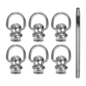 uxcell 6���� ���^���X�^�b�Y���x�b�g ���a8mm D�����O�{�^�����x�b�g 3.5mm ���U�[�p���`�t�� �V���o�[�g�[��