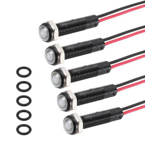 PATIKIL 5�Z�b�g 6mm(1/4�C���`) �C���W�P�[�^�[���C�g 12V-24V AC/DC LED �v���X�`�b�N�� �V�O�i�������v �h�� IP67 �ی^�w�b�h �V�O�i�����C�g 150mm(5.9�C���`) �P�[�u���t�� �{�[�g �� �z���C�g
