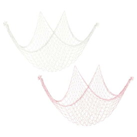 PATIKIL 79 x 39" 装飾用魚網 1パック 天然綿製釣り網ウォールハンギング装飾品 ウェディング 海洋テーマパーティー 貝殻 ピンク ベージュ