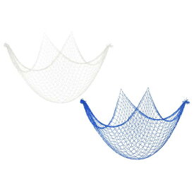 PATIKIL 79 x 39" 装飾用魚網 1パック 天然綿製釣り網ウォールハンギング装飾品 ウェディング 海洋テーマパーティー 貝殻用 ダークブルー ベージュ