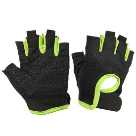 PATIKIL 釣り用手袋 1ペア 男女兼用 指なし 日焼け防止手袋 漕ぎ カヤック サイクリング ハイキング用 黒 緑（XLサイズ）