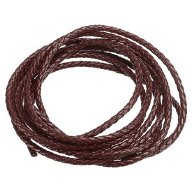 PATIKIL 丸編みレザーコード 3 mm丸編み本物 レザーコードロープ クラフト 宝石メイキング ネックレス ブレスレット用 茶色（2.2ヤード）