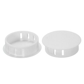 PATIKIL 32mm（1.3"）プラスチック製ホールプラグ 50個セット フラッシュタイプ 丸いホールプラグカバー テーブル キッチンキャビネット 家具用 ホワイト