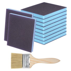 uxcell 11個のサンディングスポンジ400-500グリット100 x 120mm 洗えて再利用可能な両面サンディングブロックパッド 木製ペイントブ ラシ付き 木材 ドライウォール 金属 家具の研磨用青