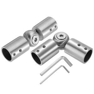 uxcell ���߉\�ȃJ�[�e�����b�h�R�[�i�[�R�l�N�^ 304�X�e�����X�| ���q���W�t���G���{�R�l�N�^ �Z�p�����`�t�� 25 mm�o���u ���C���h�p �� ���a19 mm 2��