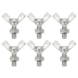 uxcell 6個入り M6-1x16mm ウィングバタフライスクリューボルトと6個入りナット 304ステンレススチールウィングボルトサムハンドスクリューバタフライスクリュー