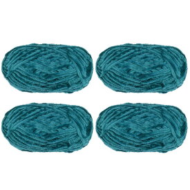 uxcell 4個セット ベルベット糸 ソフトなシェニール糸 4x100g/14.1oz (347ヤード) 編み物・かぎ針編み・織り ため フワフワ暖かい糸 ブルー緑