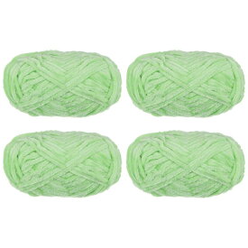 uxcell 4個セット ベルベット糸 ソフトなシェニール糸 4x100g/14.1oz (347ヤード) ニット・クロシェ・織り用フワフワ暖かい糸 ライト緑