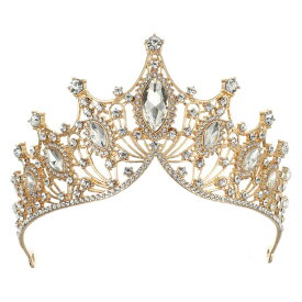 VOCOSTE 王冠 ティアラ クラウン プリンセス 花嫁 ウェディング パーティー コスプレ ヘアアクセサリー 髪飾り 女性用 ゴールド ホワイト