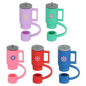 PATIKIL 10 mm �V���R�[���X�g���[�J�o�[�L���b�v 5�� ���킢���h�o�X�g���[�`�b�v �ė��p�\ �X�g���[�L���b�v �s���N/�p�[�v��/��/�l�C�r�[�u���[/���b�h