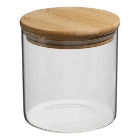 PATIKIL 22オンス ガラス瓶 密閉性 ある竹製蓋付き ナッツ 砂糖 コーヒー豆 スパ イス用 ガラスキッチンコンテナー 食品保存用透明なガラス瓶（10x10cm）
