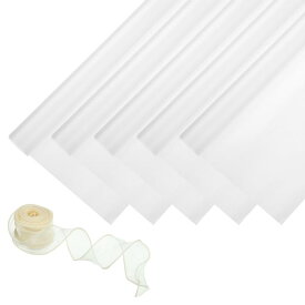 PATIKIL 20枚 花包装紙 22x22インチ 韓国スタイル 花束クラフトパッケージング防水紙 透明な白色 リボン付き