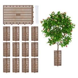 PATIKIL 12個入り プラスチック製樹木幹保護カバー 伸縮性 あるなえぎ用メッシュ樹皮保護カバー 40個 ジップタイで樹皮を刈り込み機 芝刈り機 動物から保護 茶色