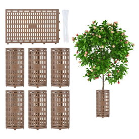 PATIKIL 6個セット プラスチック製樹木幹保護器 伸縮性 あるなえぎ用メッシュ樹皮保護器 20個 ジップタイで樹皮をトリマーや芝刈り機 動物から保護 茶色