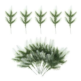 PATIKIL 26 cm 人工松の枝 30個 フェイクパインリーフ 偽の松葉 小枝 緑の植物 DIYガーランド クリスマスホーム装飾 ホワイト 緑