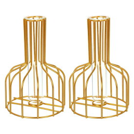 PATIKIL 金属棚 クリア花瓶 2個 試験管 ガラス花瓶 アート 植物容器 ワインボトルスタイル ホーム オフィス 結婚式の装飾用 金