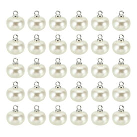 PATIKIL 10 mm パールボタン 100個 チャビーボタン 大きなボタン 手作り締め具 ホワイト フェイクパール シャンク付き 工芸品縫製 服 DIY クリスマスセーターシャツ用 シルバー ベージュ