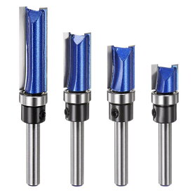 uxcell ストレートルータービットセット（4個）ダブルフルート 1/2" 切削径 6mm シャンク チップにタングステン鋼を使用した木工用ツール 木材のトリミングに最適