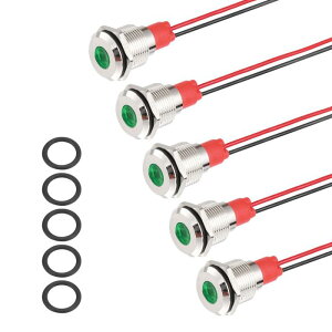 PATIKIL 5�� 12mm( 15/32) �C���W�P�[�^ ���C�g 12V-24V AC/DC 20mA LED ���^�� �V�O�i�� �����v �h�� IP67 �t���b�g �w�b�h �V�O�i�� ���C�g 150mm(5.9) �P�[�u�� �t�� �{�[�g �� �p ��