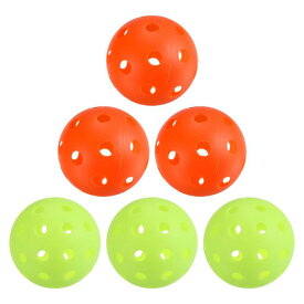 PATIKIL ピクルボールボールセット アウトドアスポーツ用40穴ピクルボール インドア用26穴ピクルボール6個セット オレンジ緑