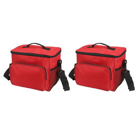 PATIKIL 女性/男性用ランチボックス 2個セットの断熱クーラーランチバッグ 再利用可能なランチコンテナ 9.4x6.7x10.2" 仕事やピクニック アウトドアに最適 赤色