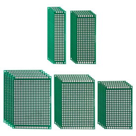 PATIKIL 5サイズの両面PCBボード 25個1.6mm厚のプロトタイプキット DIYはんだ付け電子実験用のPCB回路基板FR-4パーフボード 緑