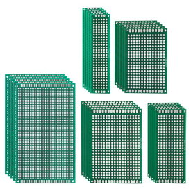 PATIKIL 5サイズの両面PCBボード 25個入りの1.6mm厚のプロトタイプキット DIYはんだ付け電子実験用のPCB回路基板FR-4パーフボード 緑