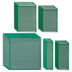 PATIKIL 5サイズの両面PCB基板 25個1.6mm厚のプロトタイプキットPCB回路基板FR-4パーフボード DIYはんだ付け電子実験用 緑