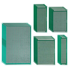 PATIKIL 5サイズの両面PCB基板 25個1.6mm厚のプロトタイプキット DIYはんだ付け電子実験用のPCB回路基板FR-4パーフボード 緑色