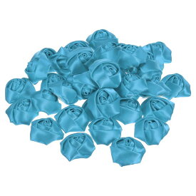 PATIKIL 1.6" サテンリボン バラ 50個パック 造花 バラの頭 手作り フェイクフラワー ファブリックフラワー 工芸品 ウェディングブーケ用 ブルー