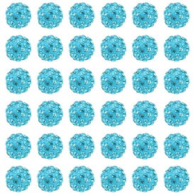 PATIKIL 12mm ラインストーンクレイビーズ 60個入りの丸いポリマークレイ水晶装飾ビーズ ジュエリーメイキングクラフトデコレーションネックレスチェーンブレスレットDIY ブルー