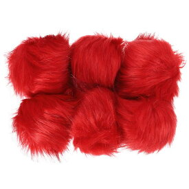 PATIKIL 帽子用フェイクファーアクセサリー 6個セット フワフワで柔らかいファーアクセサリーボール キーチェーン ニット帽 DIYスカーフ 手袋 バッグ クリスマス用 赤色